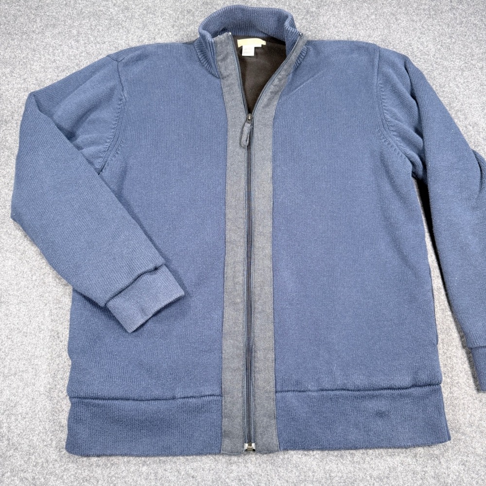 The Territory Ahead Mens Blue Fleece Lined Cotton Full Zip Sweater Jacket L